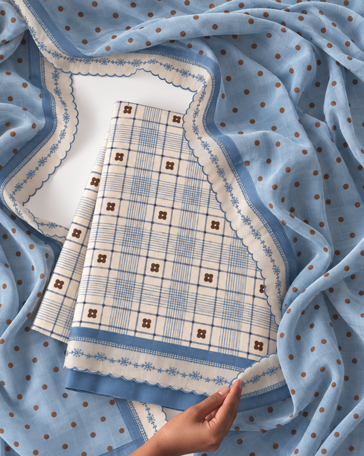 Blue Checks Organic Cotton Fabric