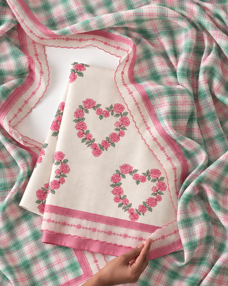 Indian Pink Rose Organic Cotton Fabric