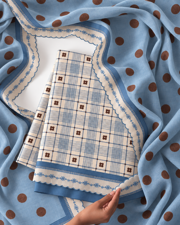 Blue Checks Organic Cotton Fabric