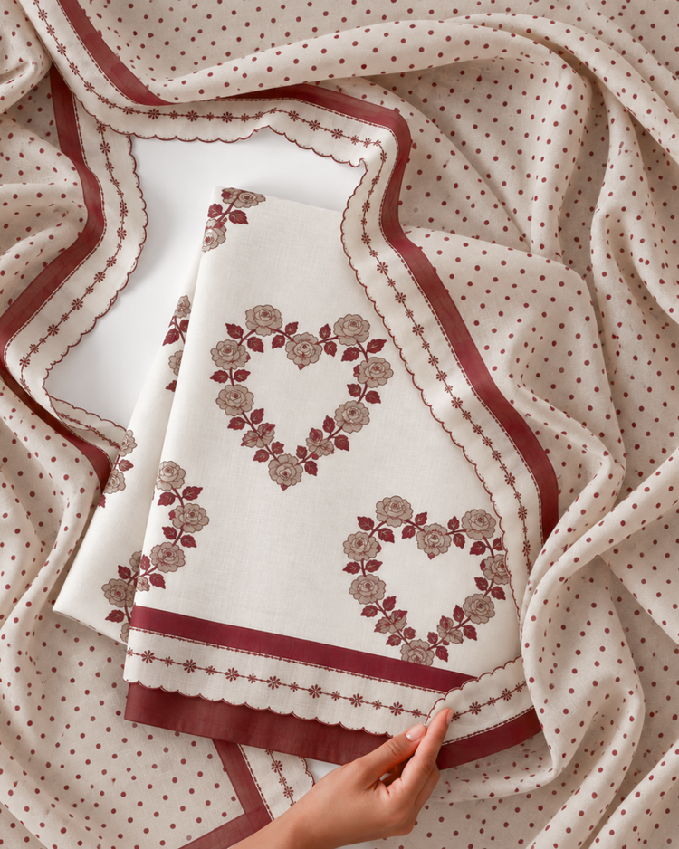 Indian Rose Brown Organic Cotton Fabric