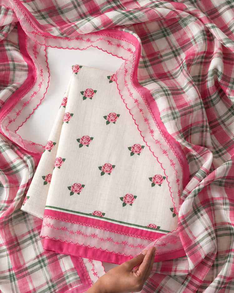 Indian Rose Garden Organic Cotton Fabric