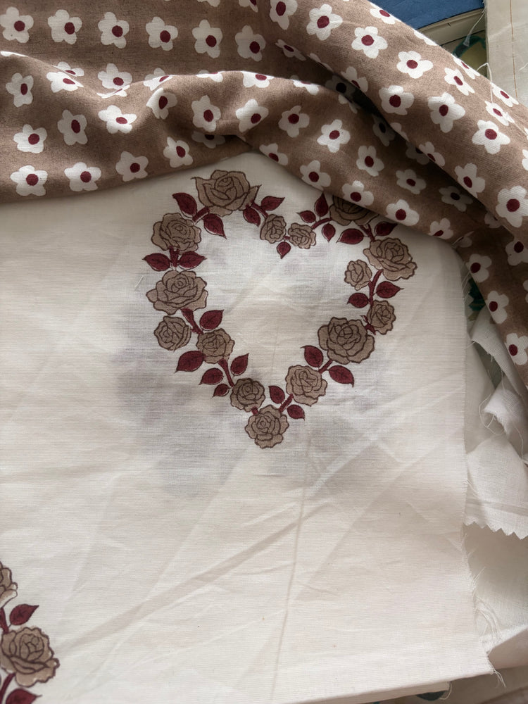 Indian Rose Brown Organic Cotton Fabric