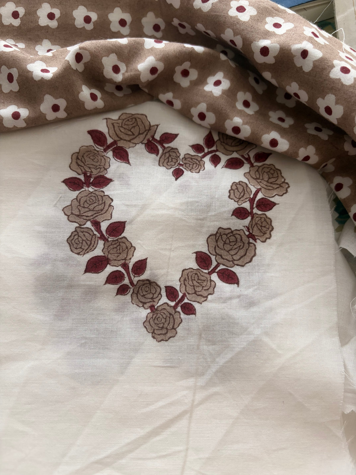 Indian Rose Brown Organic Cotton Fabric