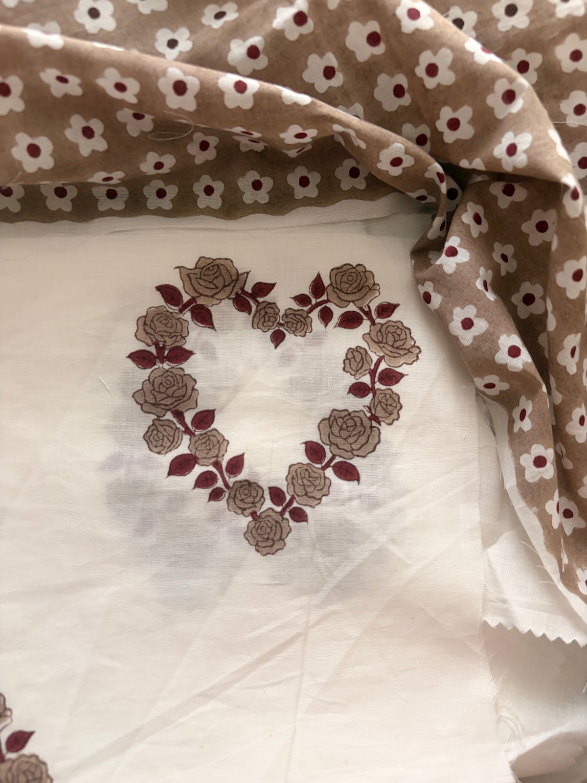 Indian Rose Brown Organic Cotton Fabric