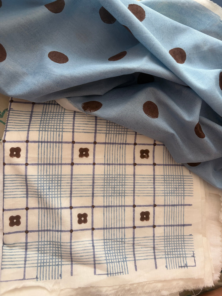 Blue Checks Organic Cotton Fabric