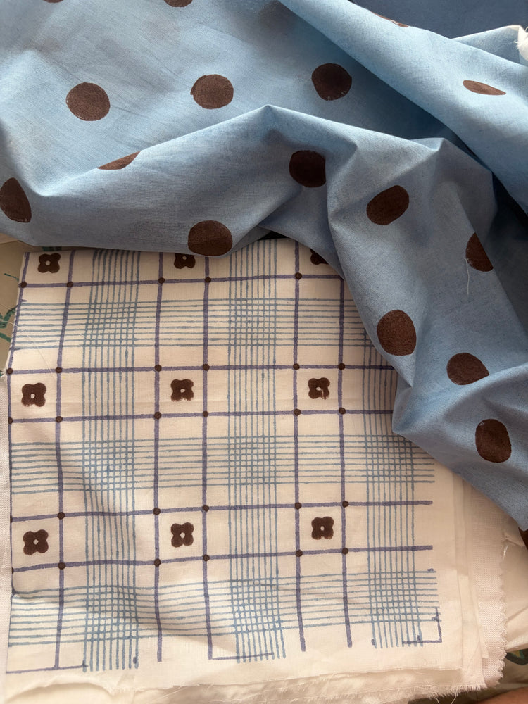 Blue Checks Organic Cotton Fabric