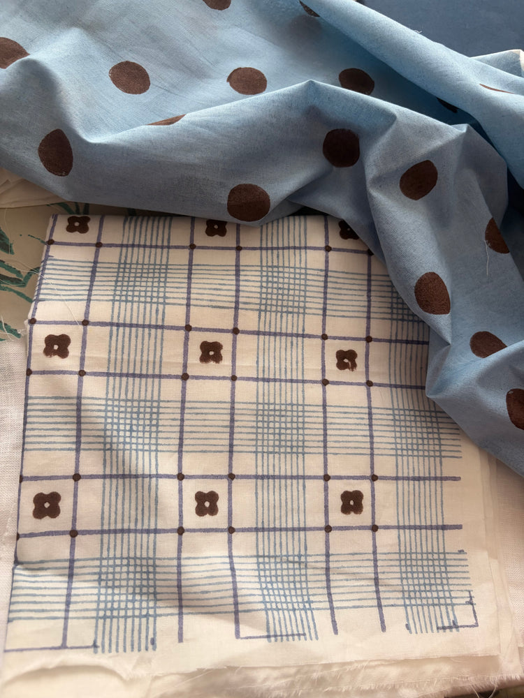 Blue Checks Organic Cotton Fabric