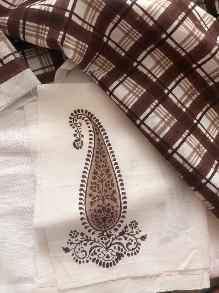 Blue Hand Block Printed Organic Cotton Fabric